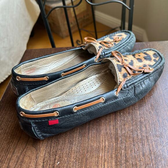 MARC JOSEPH Women's Cypress Braid Black Leopard Leather Golf Loafers SZ 9 - Picture 4 of 10